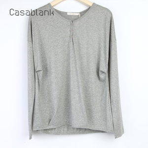 Casablank卡莎布兰卡包邮长袖圆领纯色针织女款体恤衫C16302005