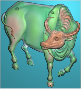 0372牛生肖属相水牛浮雕精雕jdp灰度bmp格式玉雕木雕石雕牙雕图