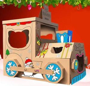 纸箱做的汽车幼儿园手工制作玩具创意涂色坦车房子飞机 舞台道具