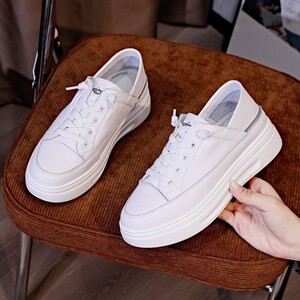 撤柜断码女鞋2021新款真皮牛皮水钻小白鞋厚底休闲鞋学生板鞋百搭