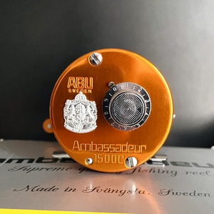 原装abu阿布大使1500c黄毛鼓轮!大标橙色限量版!五十铃bc421sss