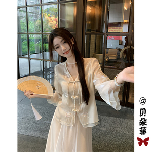 新中式女装国风套装裙夏季搭配一整套时尚高级感网纱半身裙两件套