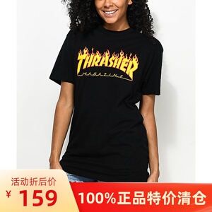 thrasher女t恤火焰字母印标短袖宽松圆领 美国正品代购