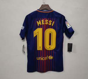 1718联赛版巴萨主场球衣经典复古巴塞罗那足球服10号梅西训练队服