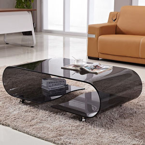 尚琴茶几弧形玻璃现代简约办公茶桌大小户型电视柜组合配套带轮移
