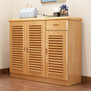 【京东臻选】实木鞋柜百叶窗透气多层大容量带抽屉多功能客厅办公