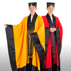 道士服装道袍素面经衣太极服红色法衣道家高功服道服夏季薄款长袍