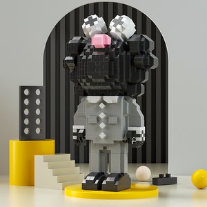 50我是女汉纸mj淘宝兼容乐高 芝麻街 粉色kaws积木芝麻街微型小颗粒