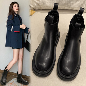 马丁靴女夏季薄款英伦风中筒机车烟筒靴mona同款厚底切尔西短靴子