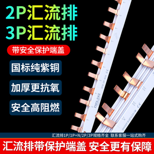德力西空开汇流排带保护端盖2P3P小微型断路器DZ47用空开连接铜排