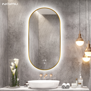 智能浴室镜子挂墙式厕所卫生间镜带灯led梳妆镜带框防雾卫浴镜子