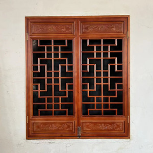 中式实木花格仿古门窗隔断屏风复古装饰东阳木雕镂空格栅窗户定制