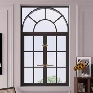 铁艺拱形玻璃窗双开窗户室内窗户造型拱形隔断法式复古门窗对开窗