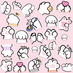 卡通可爱猫爪行李箱贴纸防水手机ipad笔记本电脑吉他车子水杯贴画