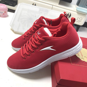 铬安踏雁红色网鞋女跑步鞋透气网面鞋学生运动鞋轻便软底旅情侣鞋