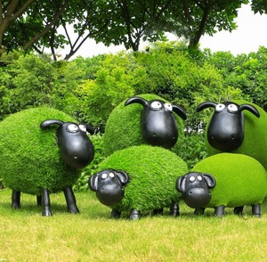 园林户外仿真山羊绵羊摆件庭院花园玻璃钢动物雕塑装饰品