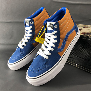 方其万斯官方旗舰店官网男鞋蓝黄圆头帆布高帮sk8mid休闲鞋蓝芝士