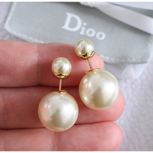 d迪家大小珍珠耳钉前后cd珍珠耳环经典款高级感轻奢复古小香耳饰