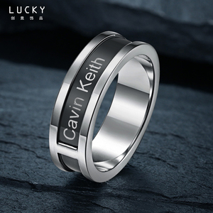 时尚小ck黑陶瓷戒指男女情侣款对戒ins简约不掉色指环送男友礼物