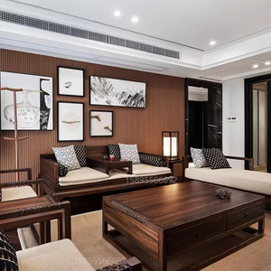 新中式实木沙发客厅现代禅意罗汉床贵妃沙发乌金木雕花小户型家具