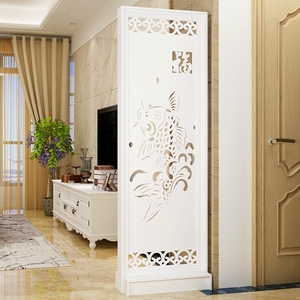 欧式屏风隔断客厅玄关柜简约现代镂空隔断柜挡煞雕花白色折屏双面