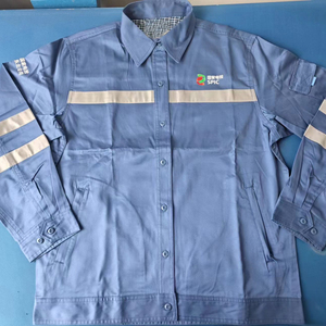 夏季薄款长袖国家电投工作服套装电力公司纯棉蓝色工装工地反光服