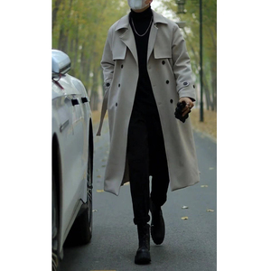 乙凡穿搭秋冬中长款风衣男宽松痞帅双排扣加棉加厚大衣轻熟风外套