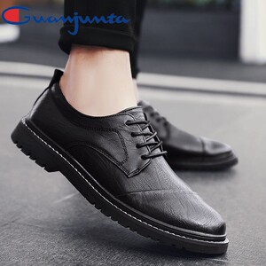 冠军踏联名款男士休闲小皮鞋春夏新款马丁鞋韩版潮流透气商务皮鞋