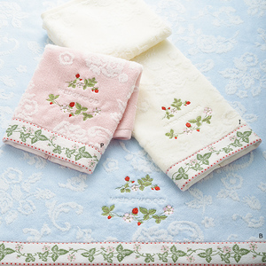 英国王室御用wedgwood「野草莓情结」无捻长绒棉精美刺绣毛巾浴巾