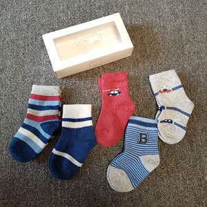 斑比5双装 男童春秋袜子 童袜男宝宝12-14厘米 1-2周岁