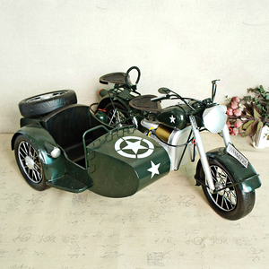 复古挎斗金属摩托车车模型创意装饰摆件三轮摩托车送男友生日礼物