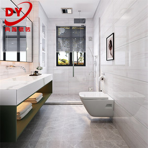 白灰色通体卫生间瓷砖400x800 浴室防滑地板砖厨房仿大理石纹墙砖