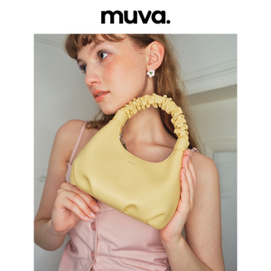 MUVA云吞包真皮褶皱小拎包女手提斜挎包单肩高级感小包包2024新款