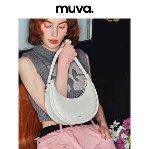 MUVA高级感月牙腋下包女 2023新款小众设计包包真皮单肩包饺子包
