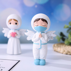 创意树脂工艺品可爱抗疫白衣天使大白摆件温暖守护家居饰品摆件