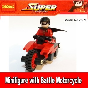 得高DC7002超级英雄罗宾骑摩托车女拼装积木人仔玩具