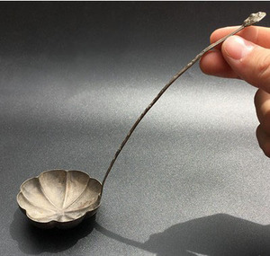 古董收藏清代老银器铜酒吊子打酒器酒提子仿古代家用舀酒勺子古玩