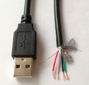 USB- A2.0公头连接线 屏蔽网铝媄丝 数据线4芯单头纯铜线 外径4mm
