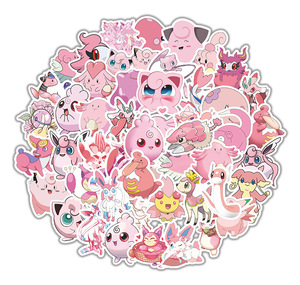 50张粉色精灵宝可梦胖丁宠物小精灵动漫卡通贴纸行李箱手机头盔