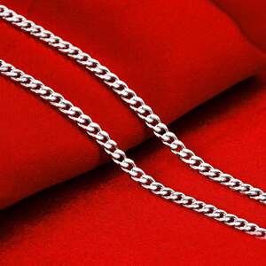 金六福珠宝旗舰时尚男士钯金铂金项链 男 扁平白金链 定制百搭吊