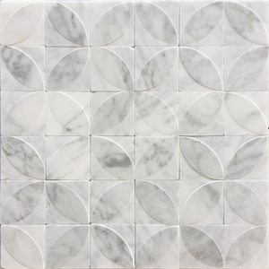 细花白铜钱拼图马赛克瓷砖天然石材水刀白色大理石背景墙浴室玄关