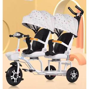 儿童双人三轮车公园方便婴儿车双座宝宝车推杆双胞胎小车溜娃神器