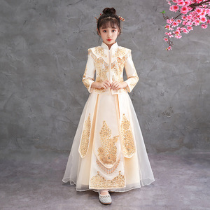女 童中国风超仙汉服套装儿 童冬季拜年服唐装公主古风连衣裙礼服