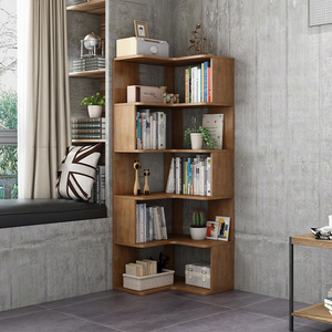 简易实木转角书架学生落地图书馆拐角书柜组合客厅卧室收纳置物架