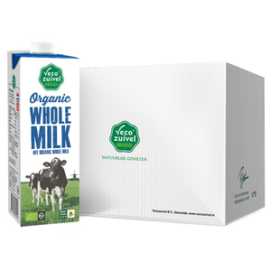 荷兰进口 乐荷vecozuivel全脂有机纯牛奶 1L*12盒家庭装 欧洲进口