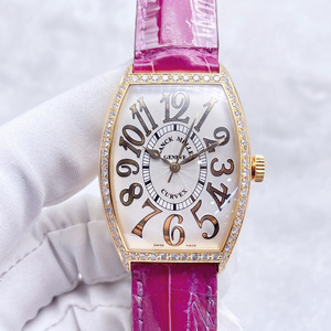 二手正品法兰克穆勒18k玫瑰金原镶钻32*45mm自动机械女士手表5851