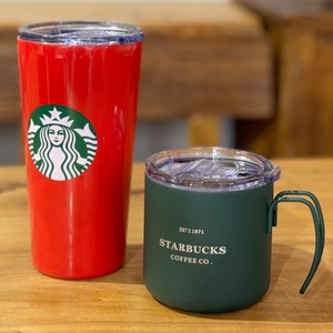 星巴克咖啡杯不锈钢桌面杯马克杯推片式密封直饮防漏水杯盖配件