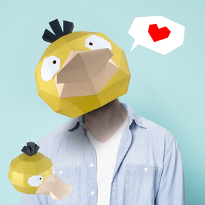 可爱可达鸭动物纸模搞怪头套成人手工diy儿童面具学校演出道具cos