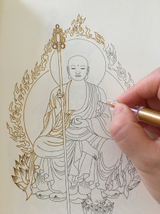 地藏王菩萨画像涂色描金 临摹减压静心 线稿专业绘画纸手绘