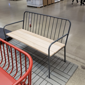 温馨宜家ikea普莱斯特侯姆靠背长凳户外休闲座椅户外铁艺家具包邮